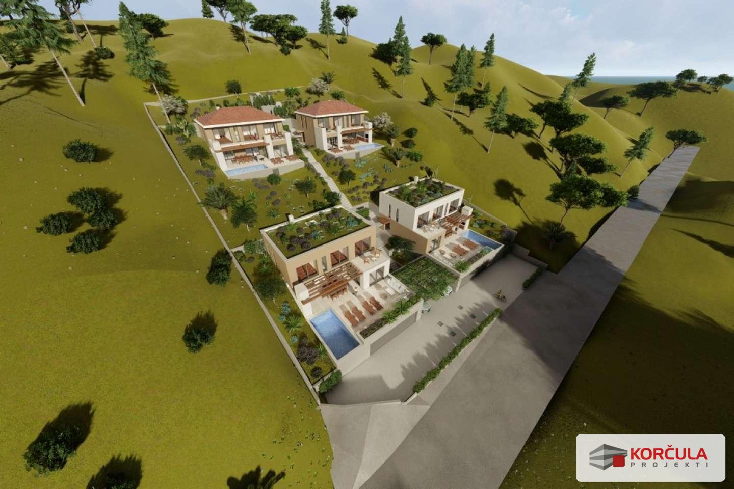 Villa in the third row from the sea in Prižba, new construction