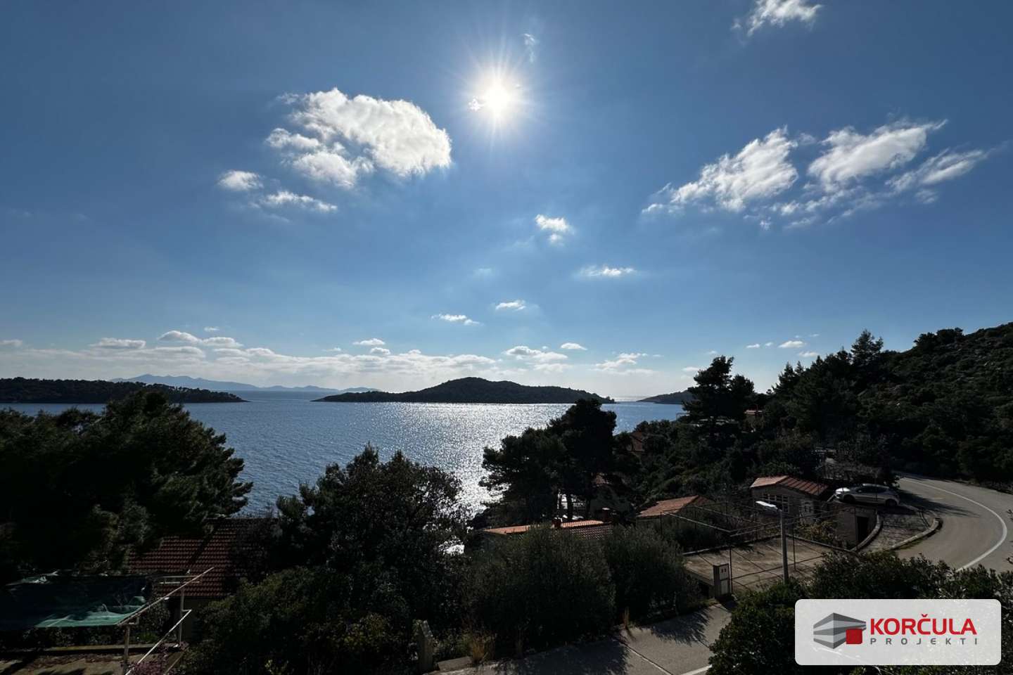 Building Land in the Third Row from the Sea in Prižba with a Stunning View