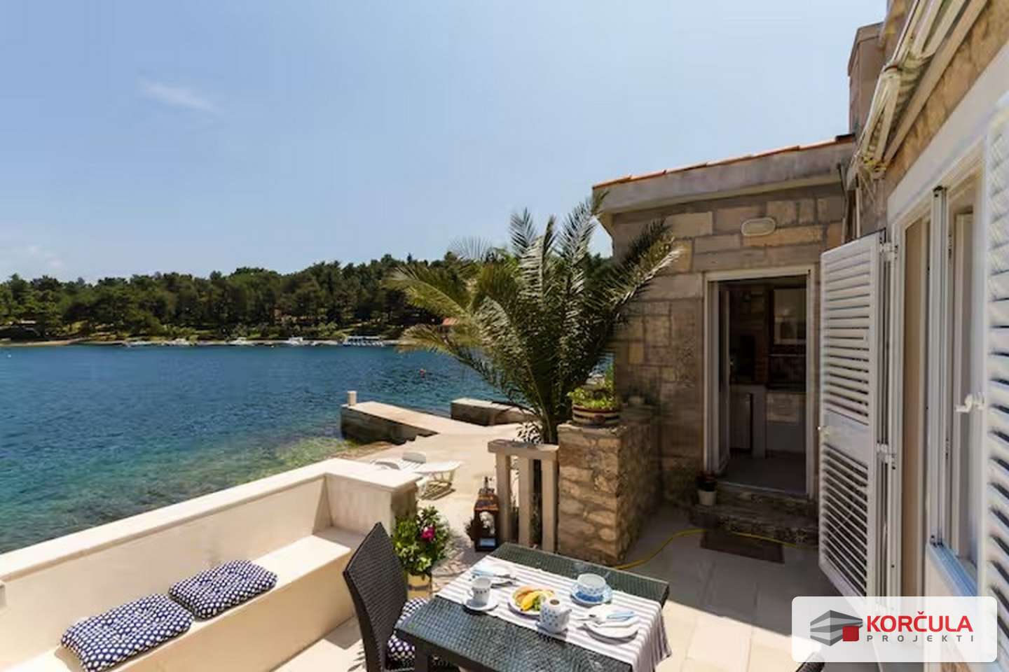 Two Beautiful Two-Bedroom Apartments with Terraces, First Row to the Sea, in Korčula – Luka Uš Area